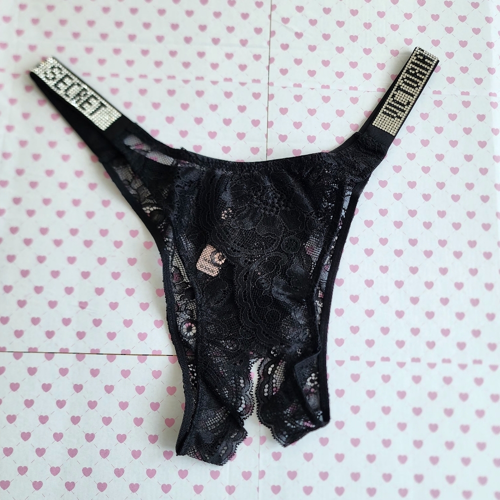 Victoria's secret very sexy shine strap bombshell Brazilian crotchless panty